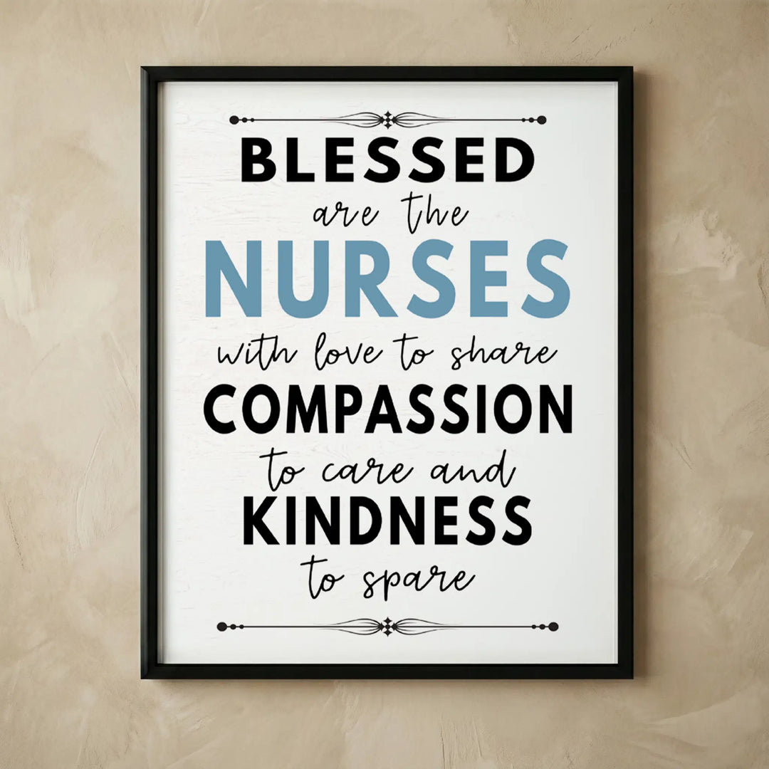 Nurses motivational floral wall art print