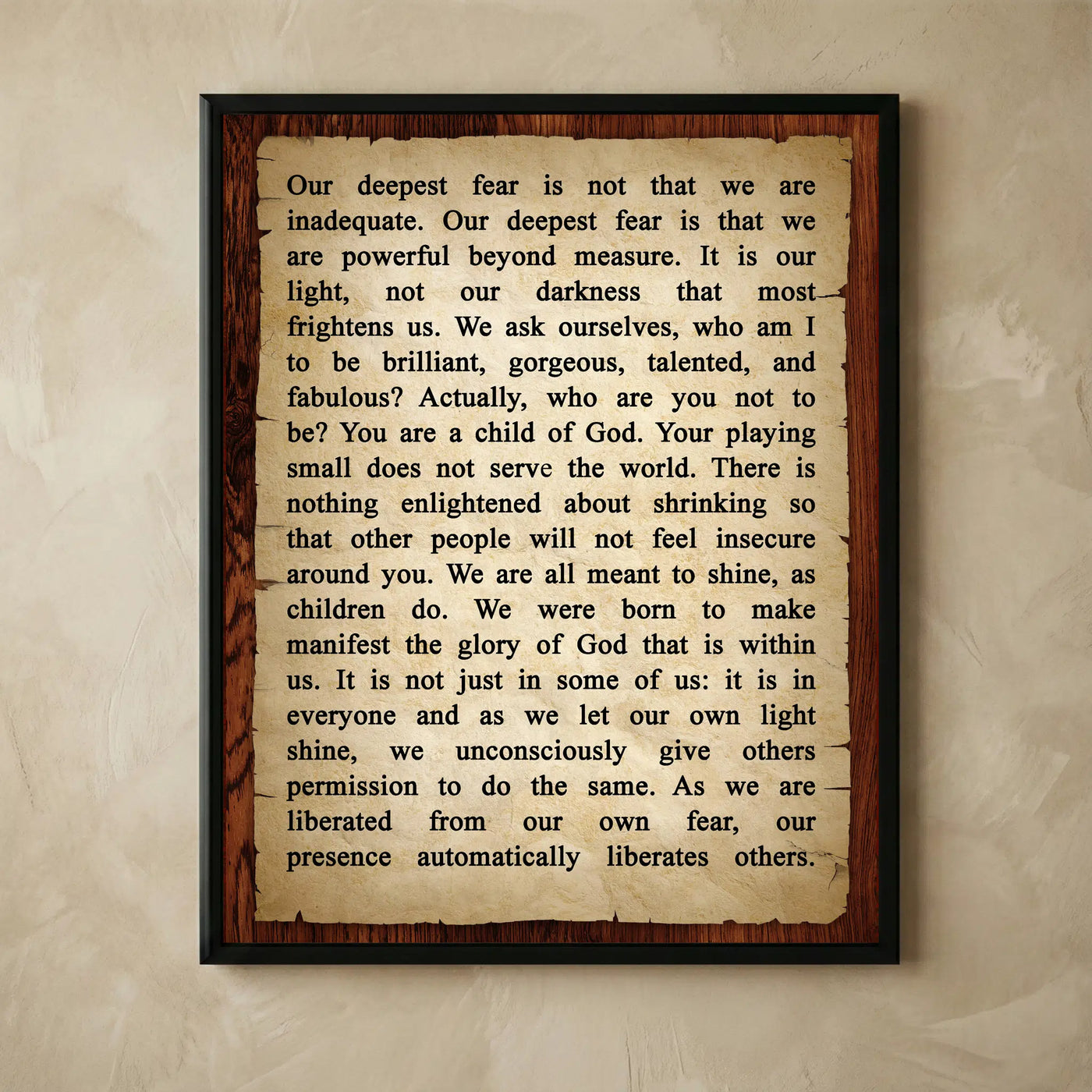 Our Deepest Fear Christian rustic wall art print