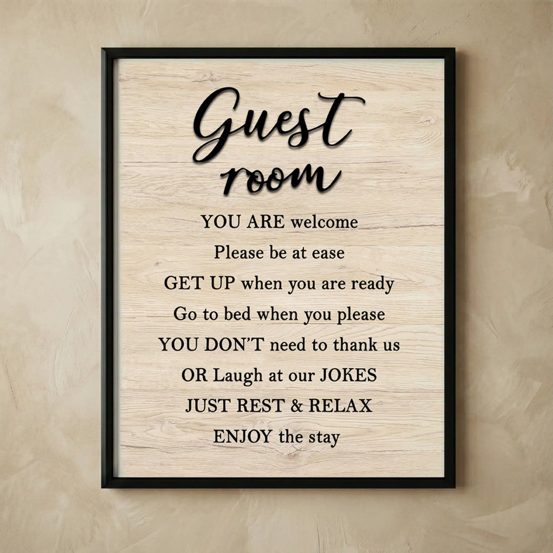 Rustic guest room welcome wall art print