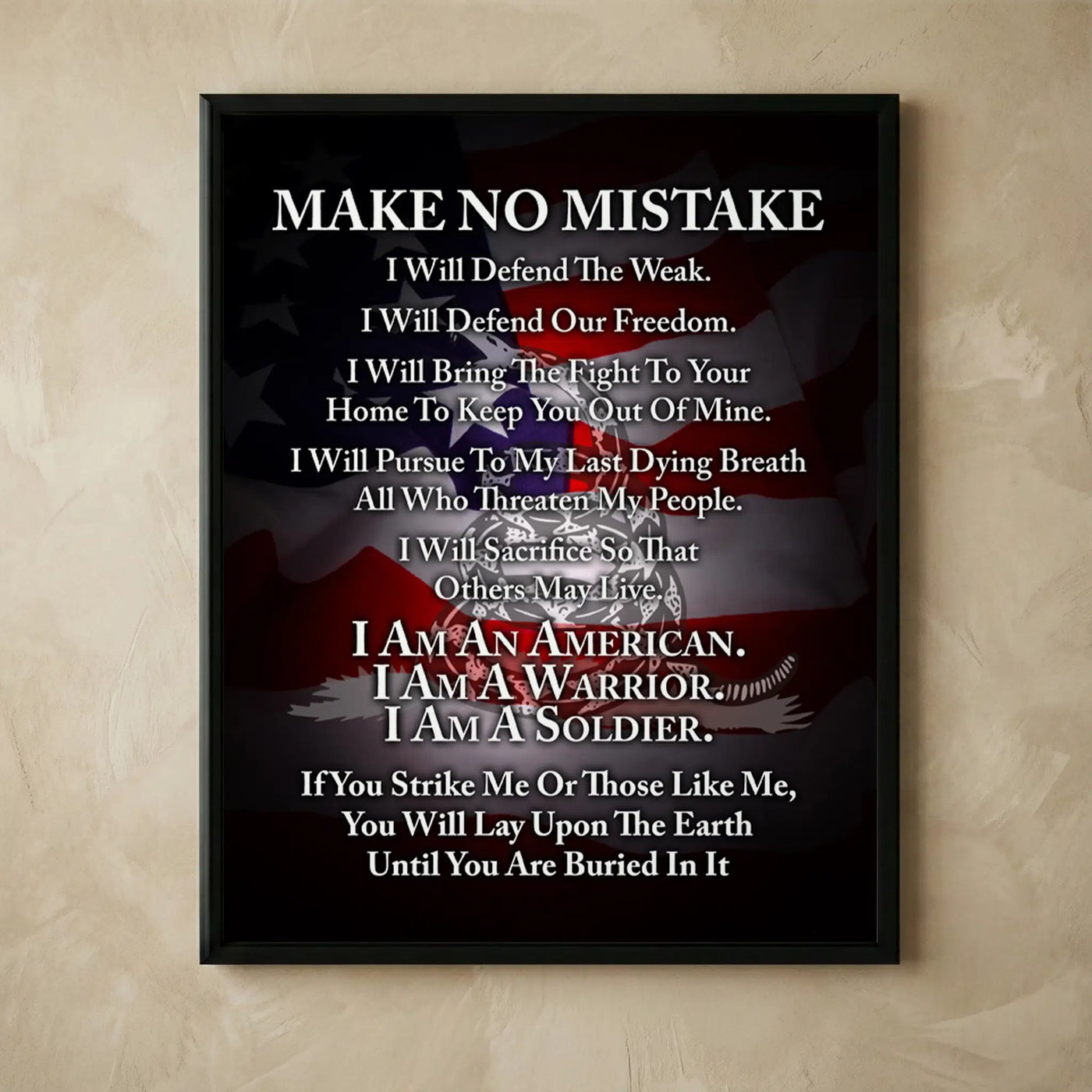 I Am A Soldier patriotic flag wall art