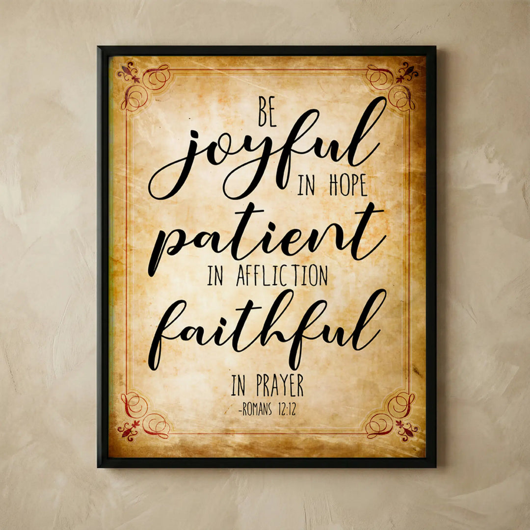 Romans 12:12 Bible verse shabby chic print
