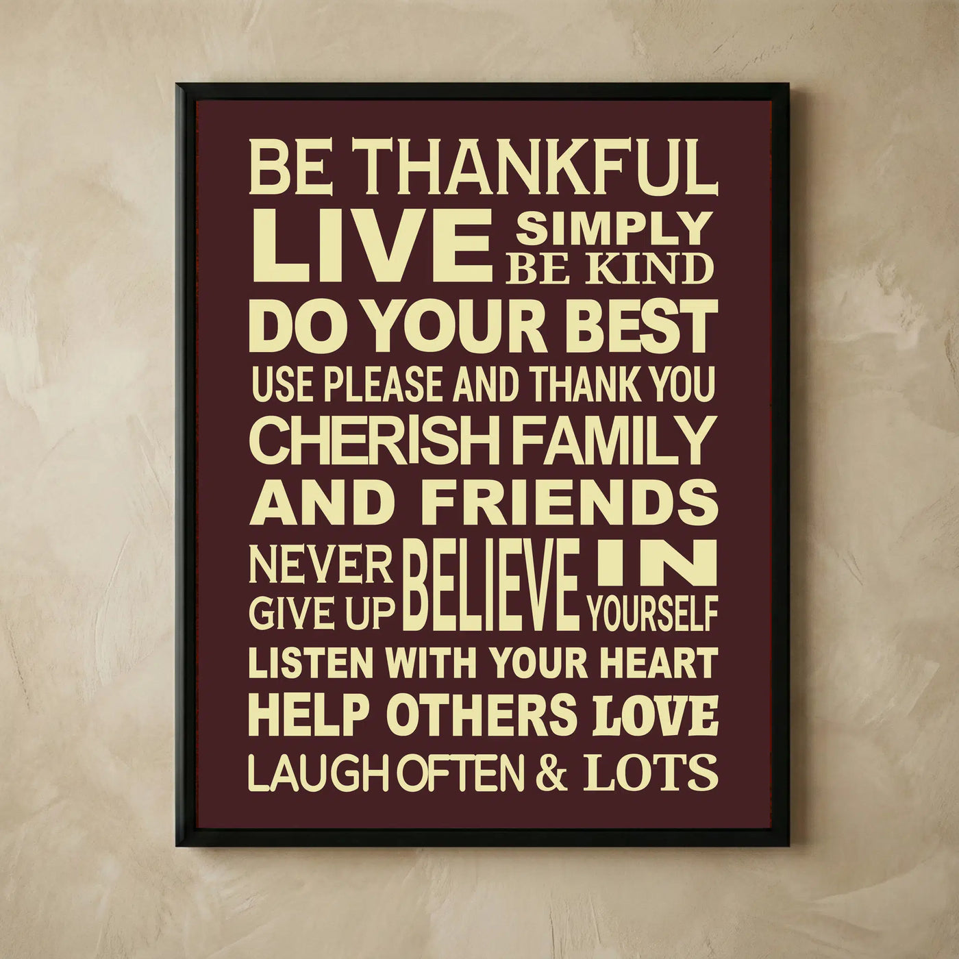 Live Simple Be Kind motivational wall art print