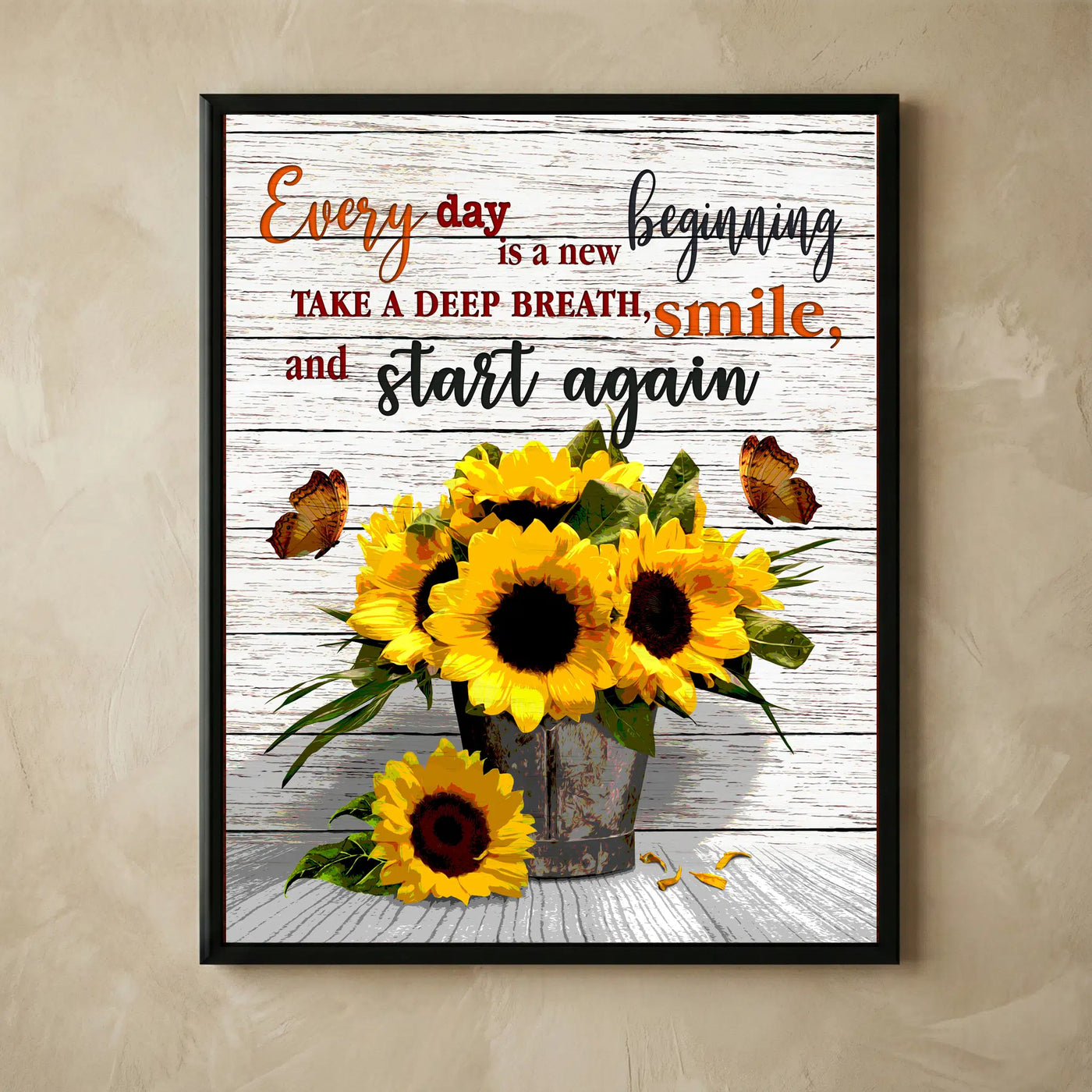 Sunflower positive quotes inspirational wall art