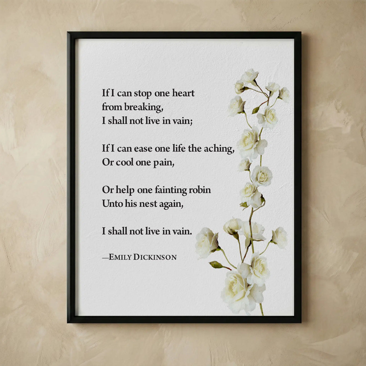 Emily Dickinson poetry floral wall art print