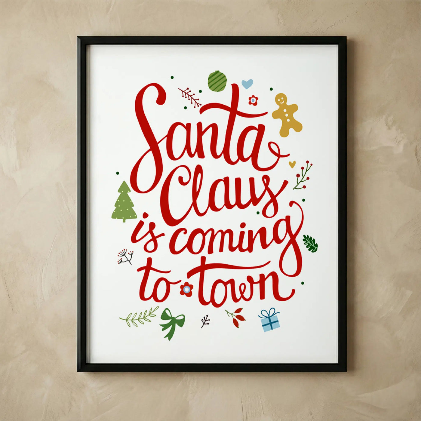 Santa Claus Christmas song holiday art print