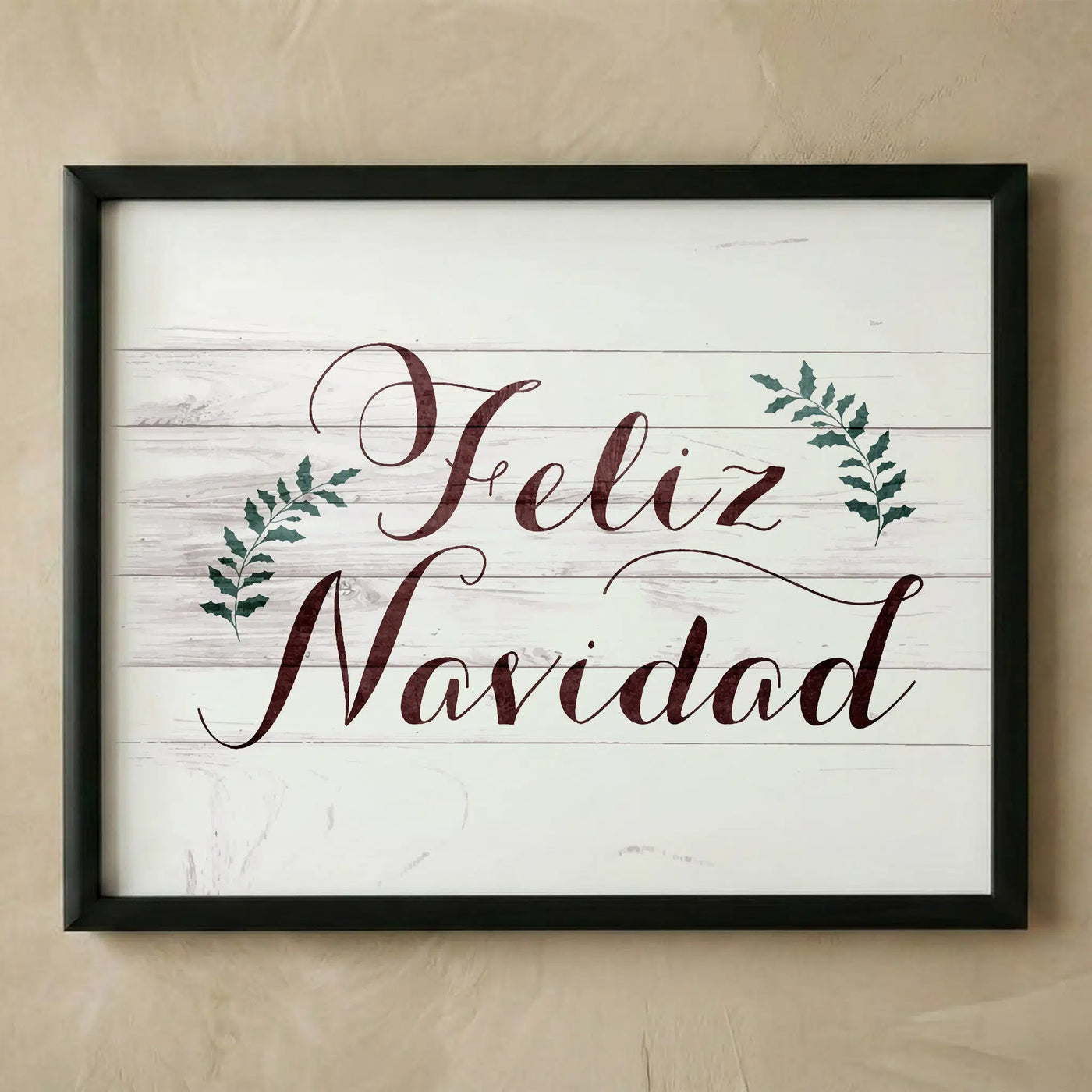 Feliz Navidad rustic merry christmas sign print