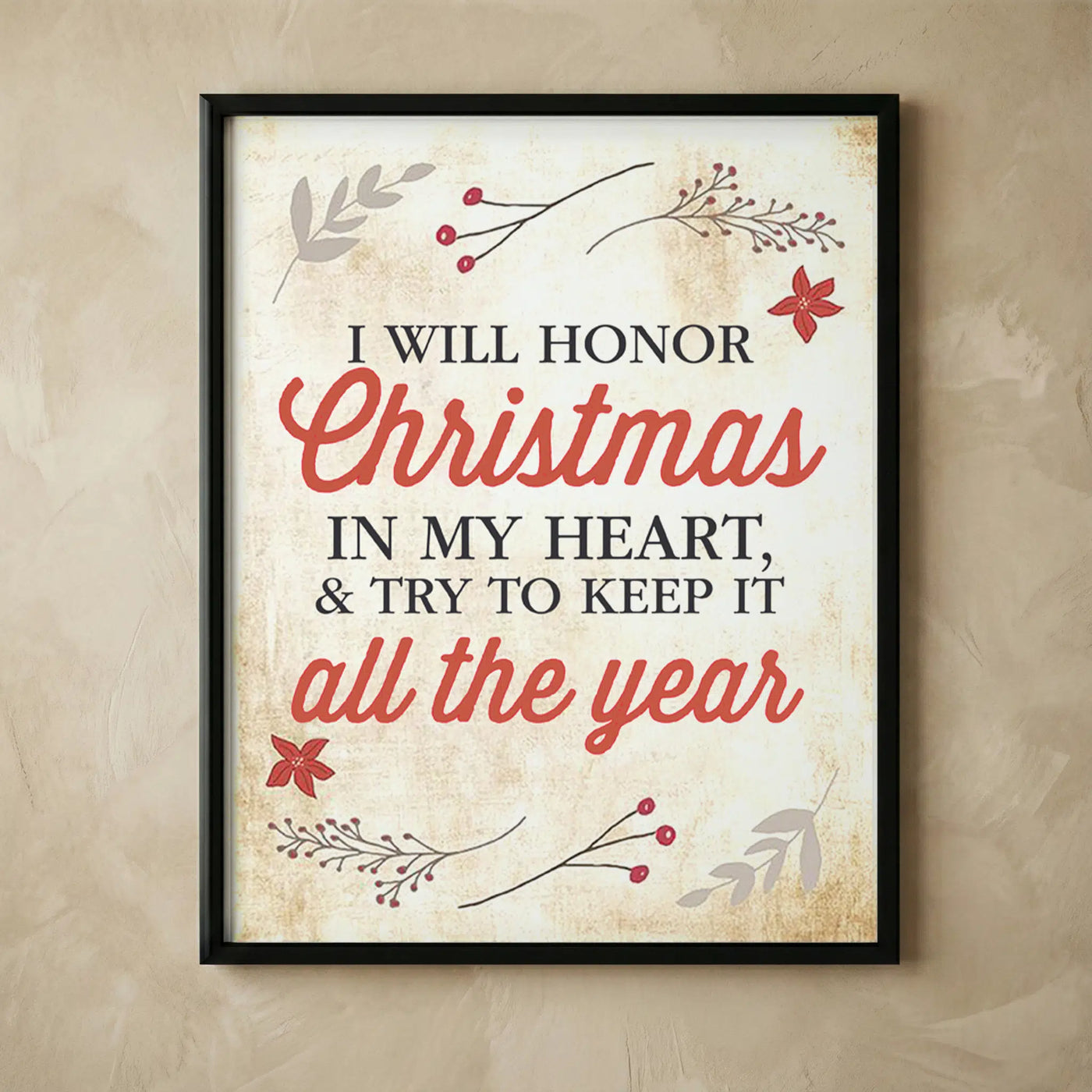 Inspirational Christmas quote wall art print