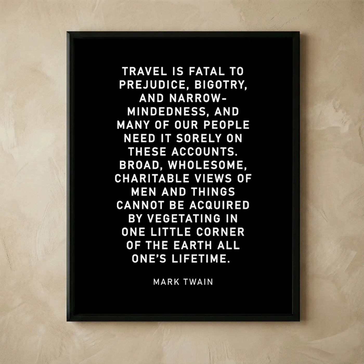 Mark Twain travel inspirational quote wall art
