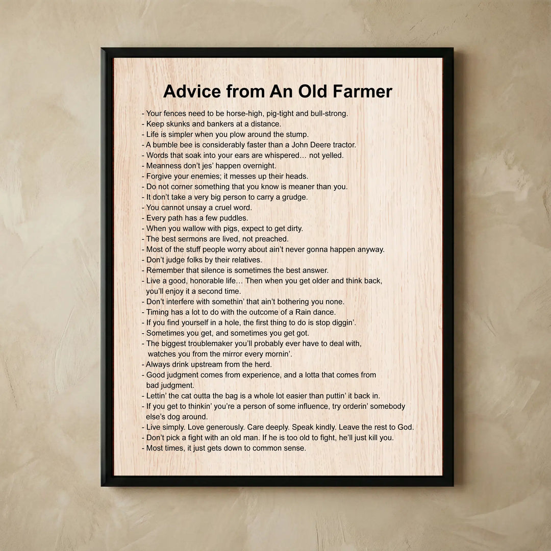 Old farmer inspirational quotes typographic print