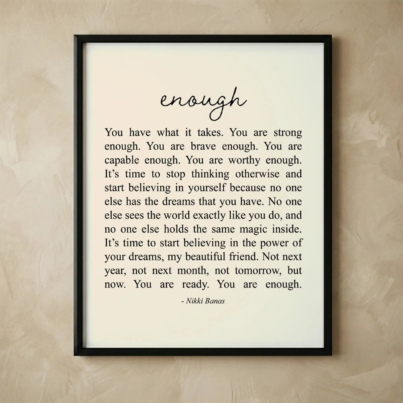 You Are Enough motivational wall art print