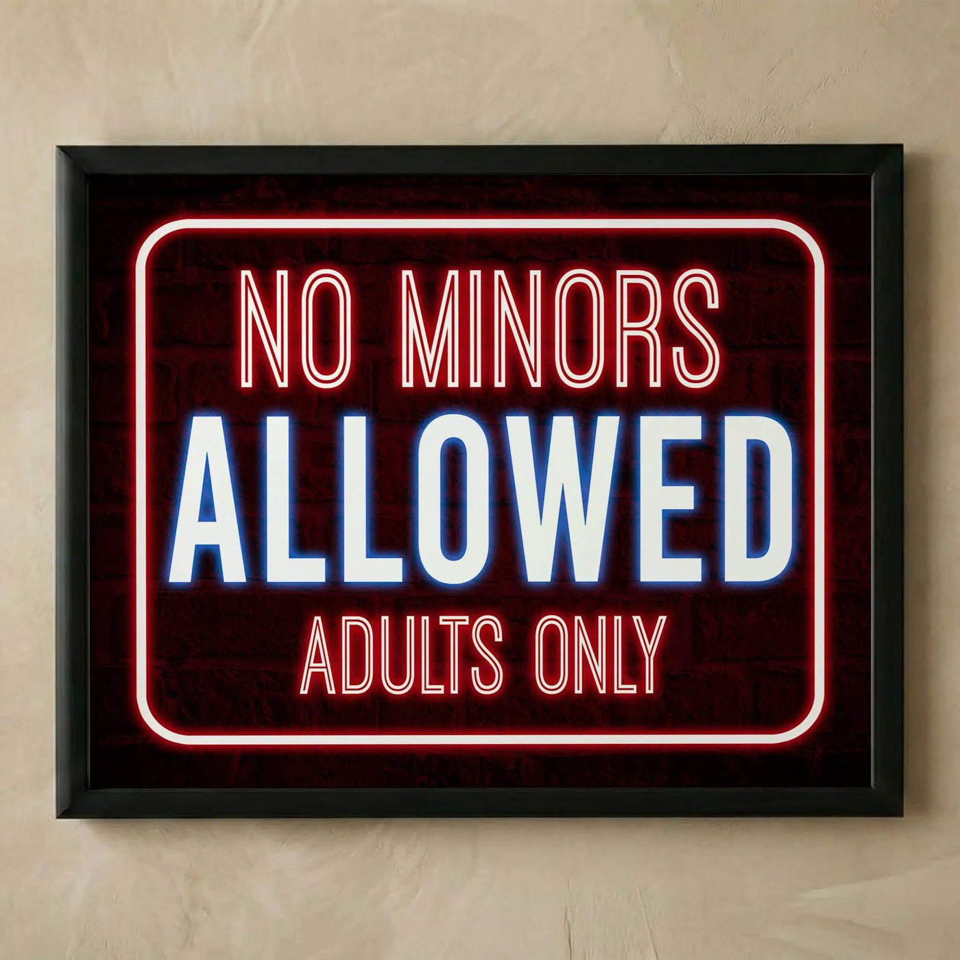 No Minors Allowed neon sign wall art