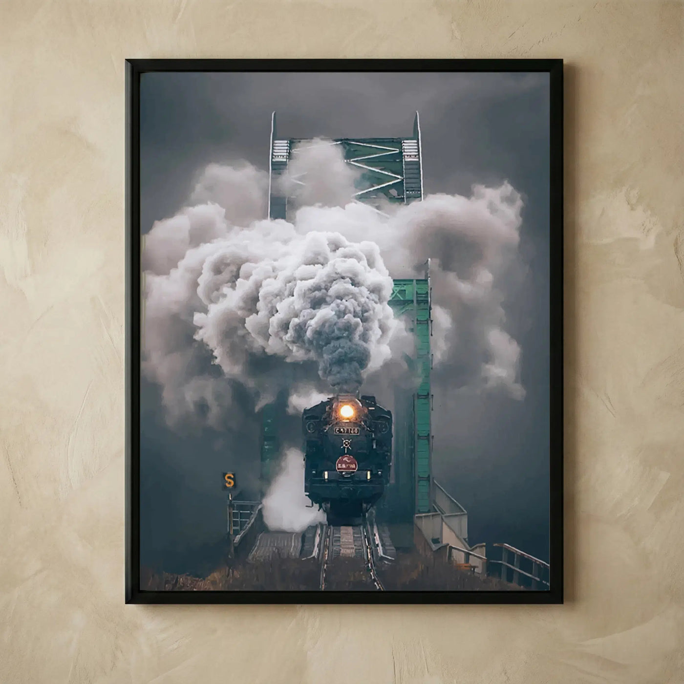 Vintage antique steam locomotive train print