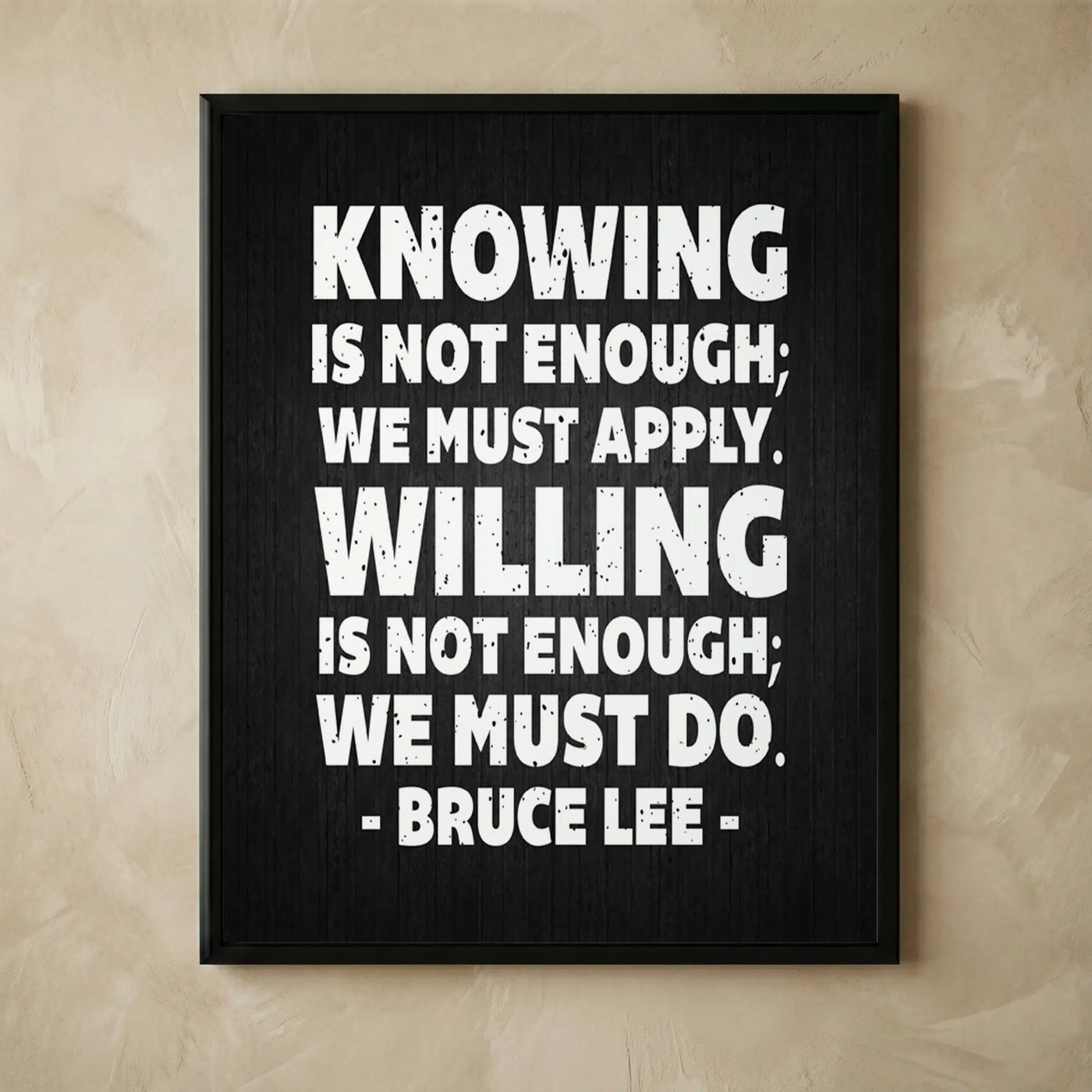 Bruce Lee motivational black typography wall art