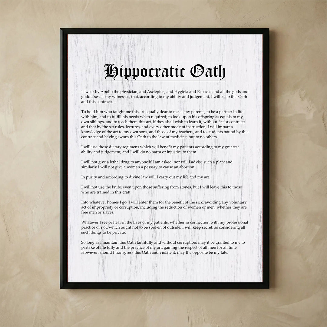 Hippocratic Oath typographic wall art print