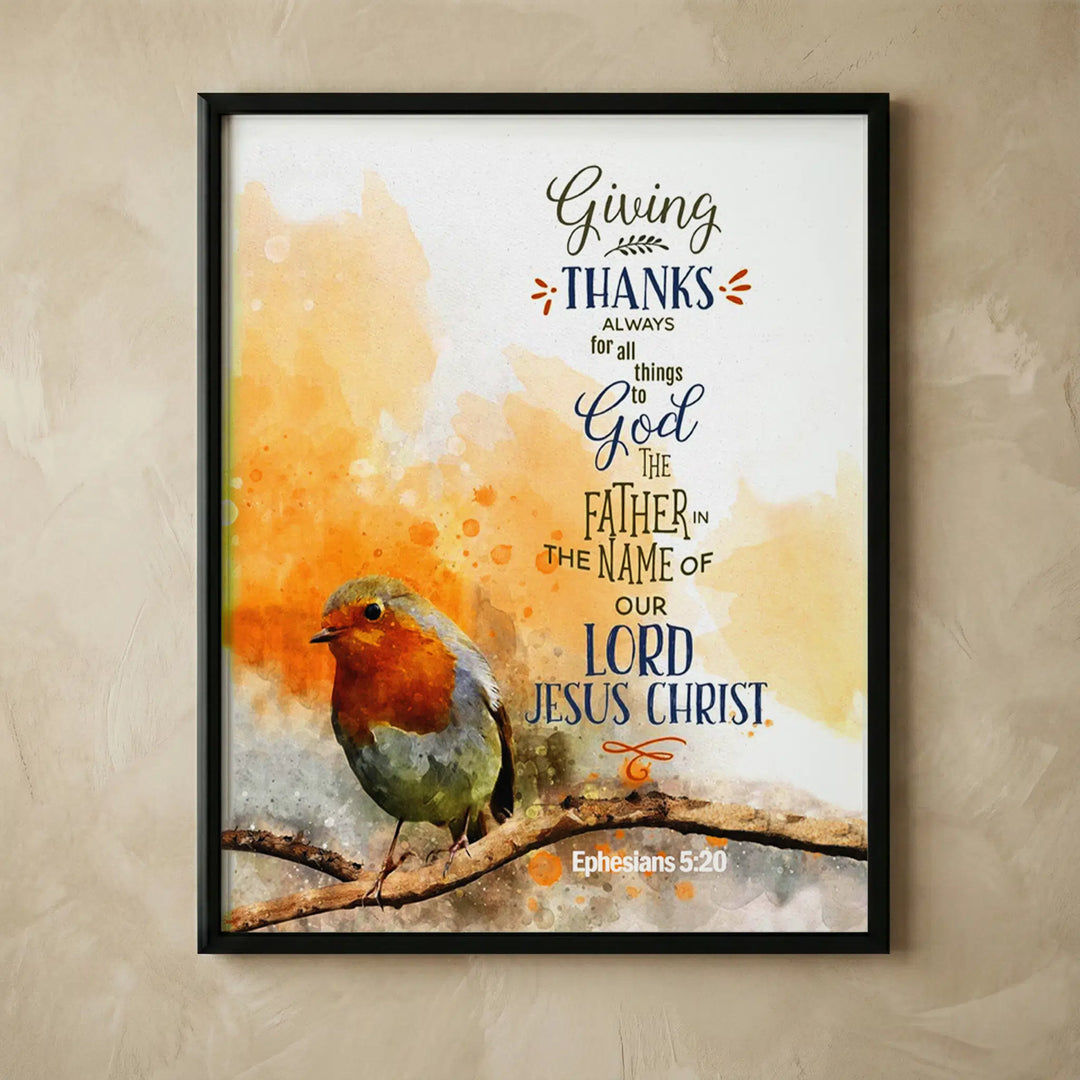Ephesians 5:20 Bible verse wall art print
