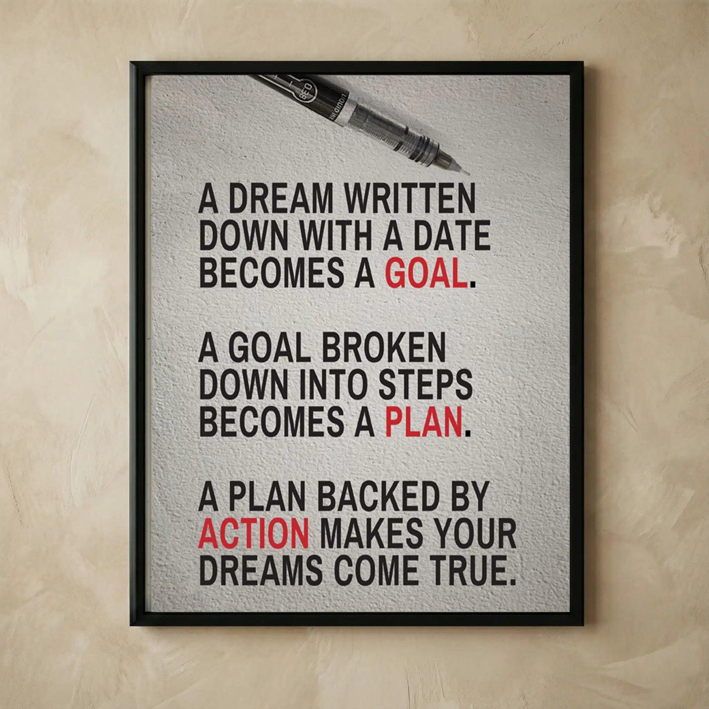 Motivational dream goal wall art print