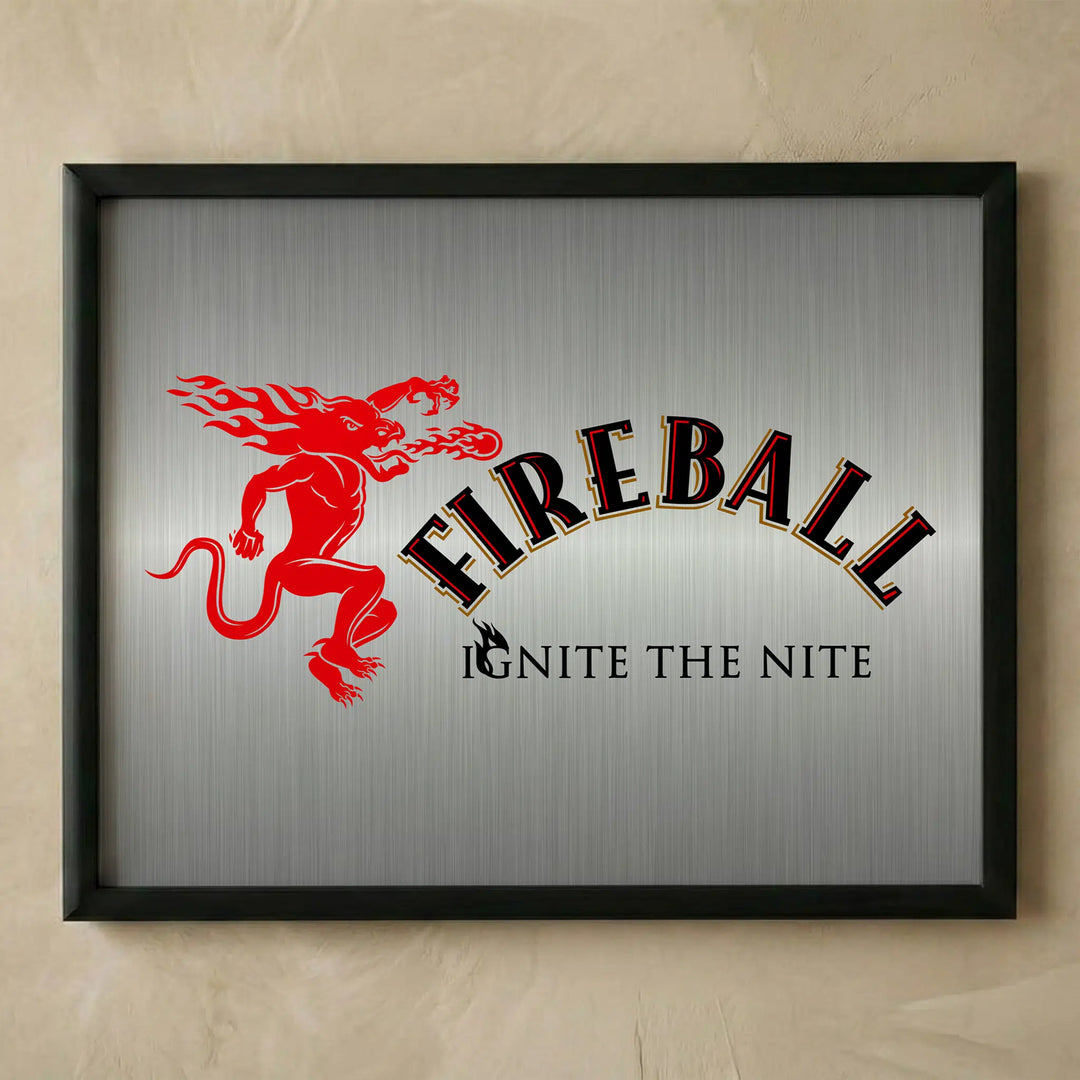 Vintage fireball whiskey bar wall art