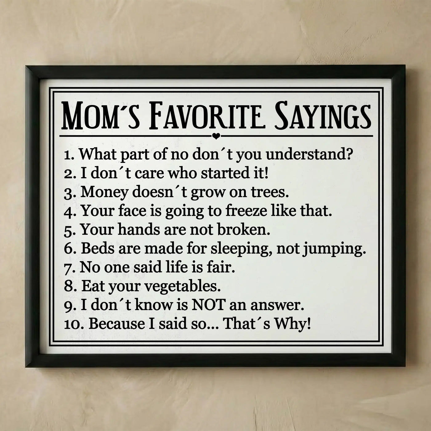 Mom's favorite sayings rustic wall art