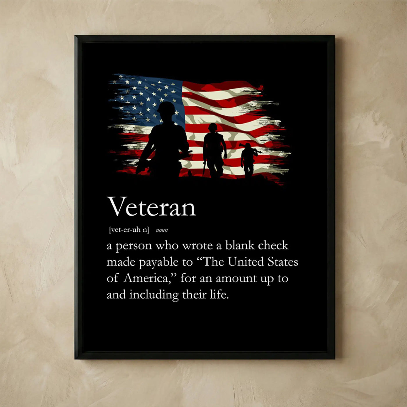 USA Military silhouette veteran wall art