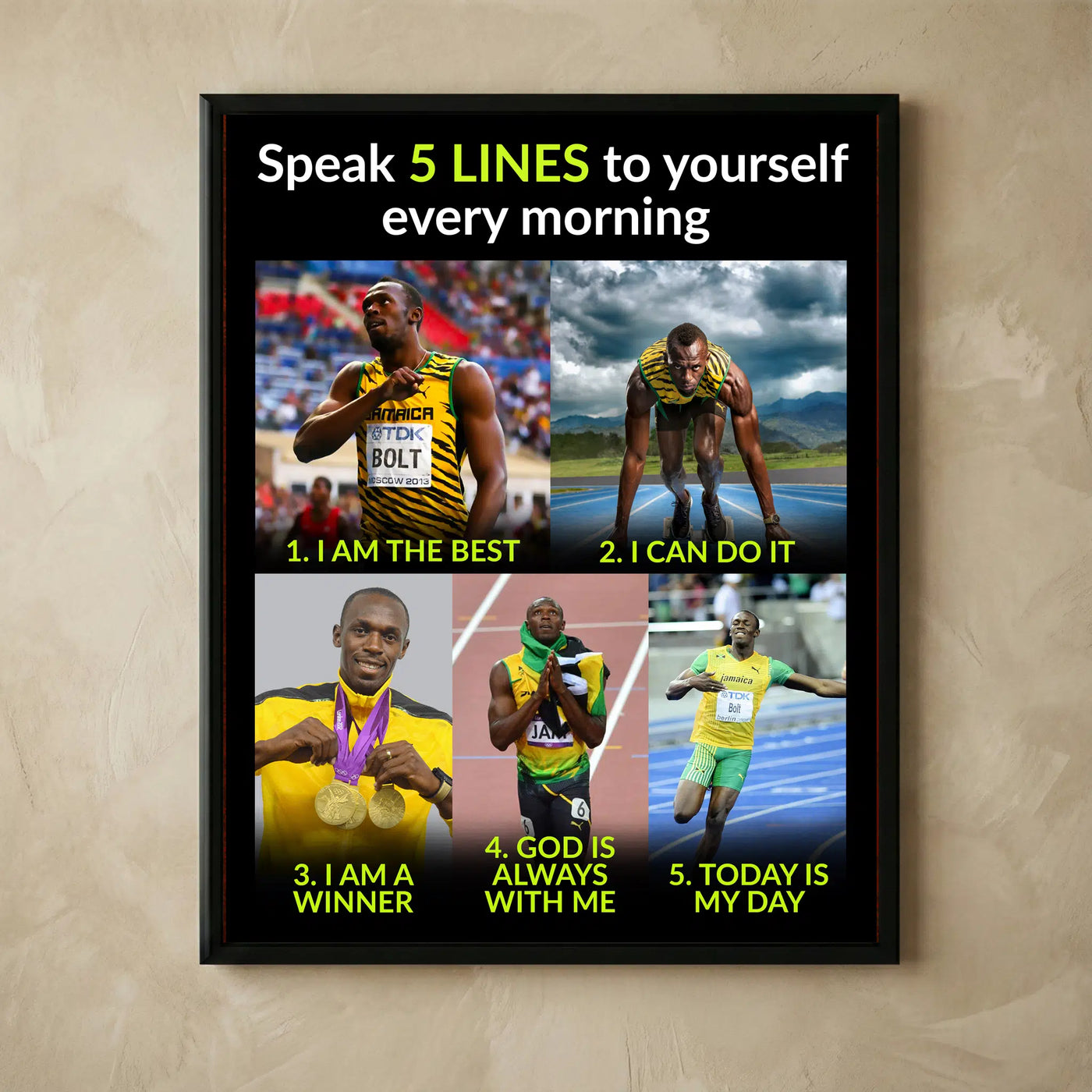 Motivational speak 5 lines morning poster