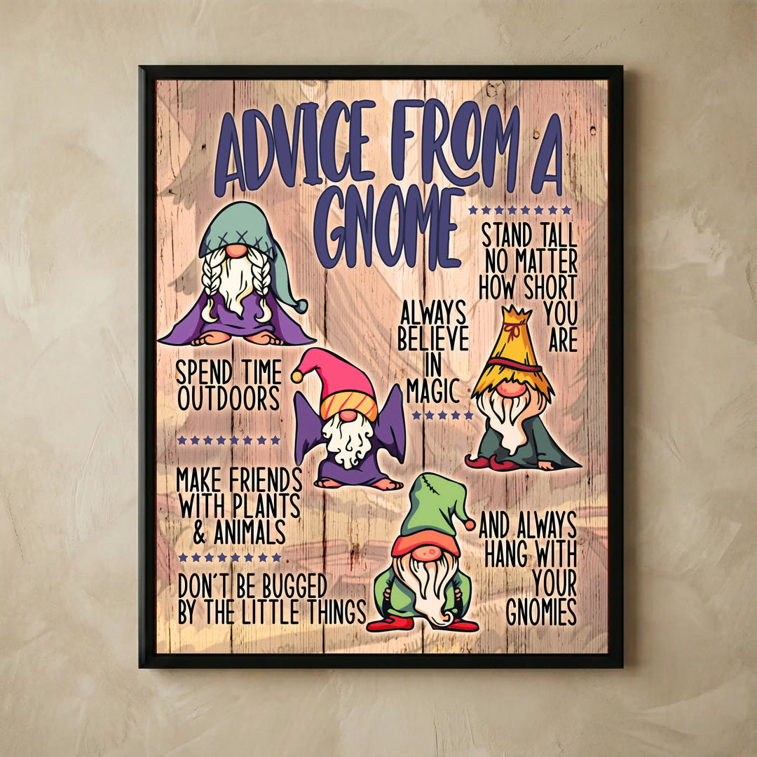 Whimsical funny gnome garden wall art print