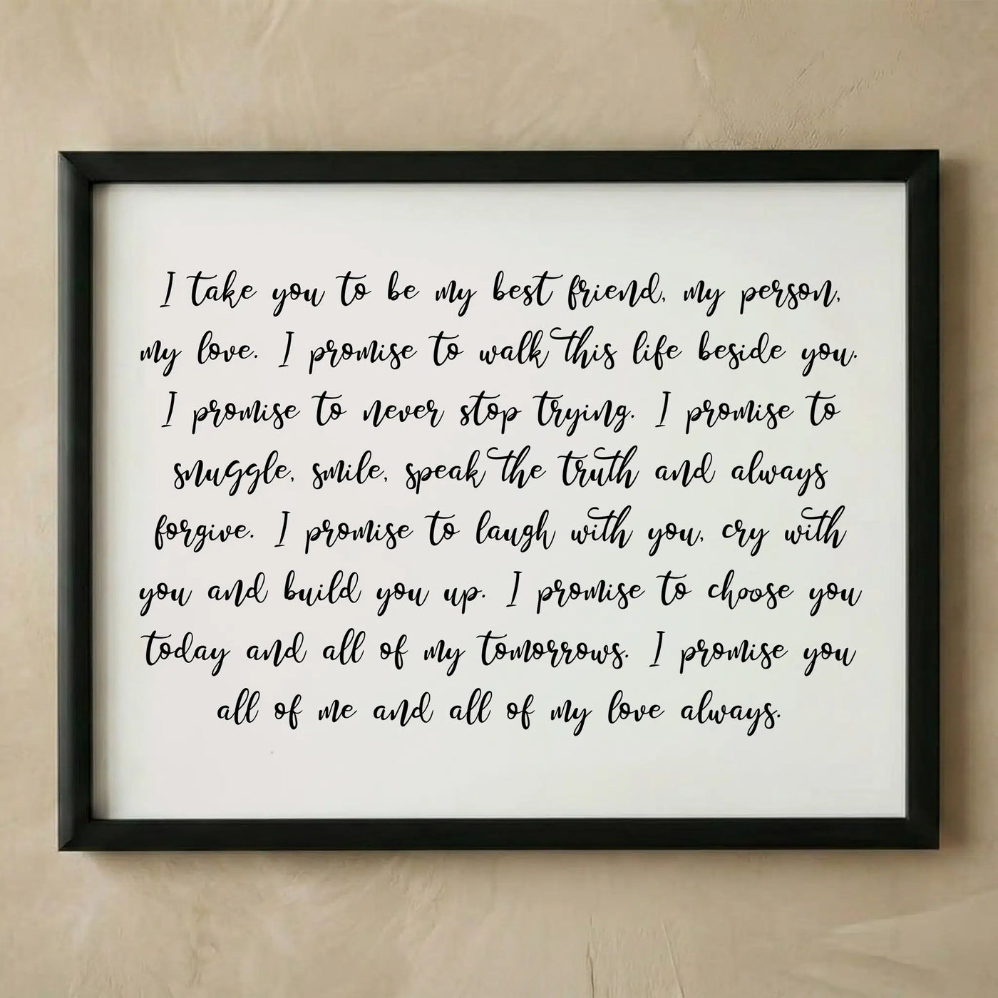 Romantic love quote wedding vows wall art