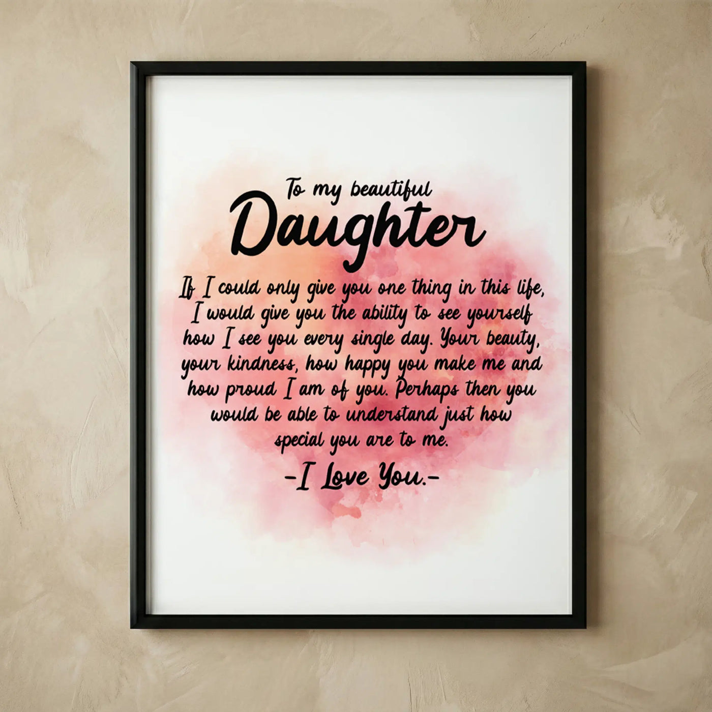 Inspirational wall art print for daughter room