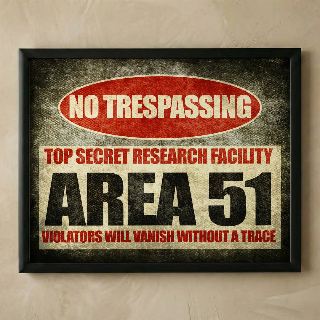 Area 51 no trespassing UFO wall art print