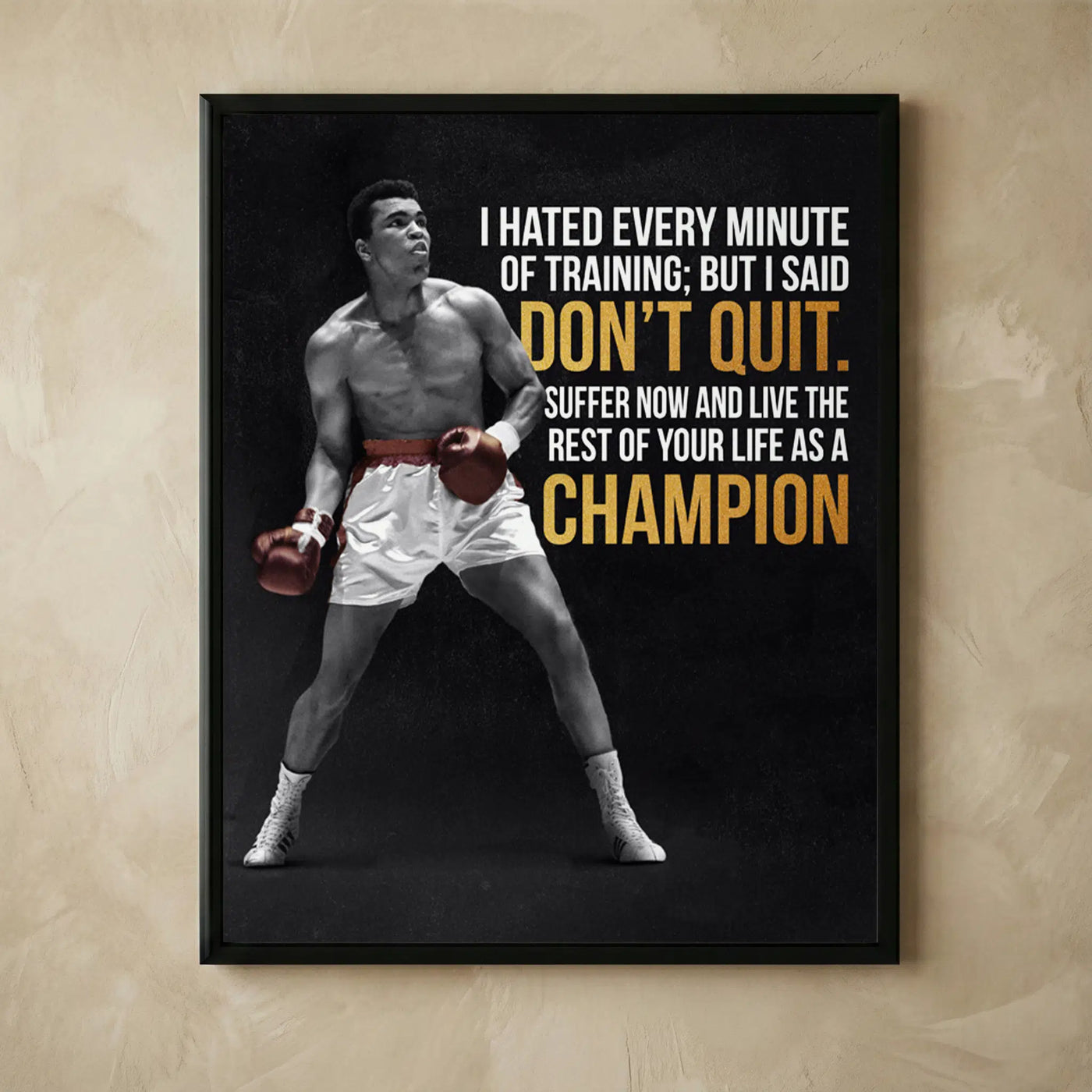 Motivational boxing live champion wall art