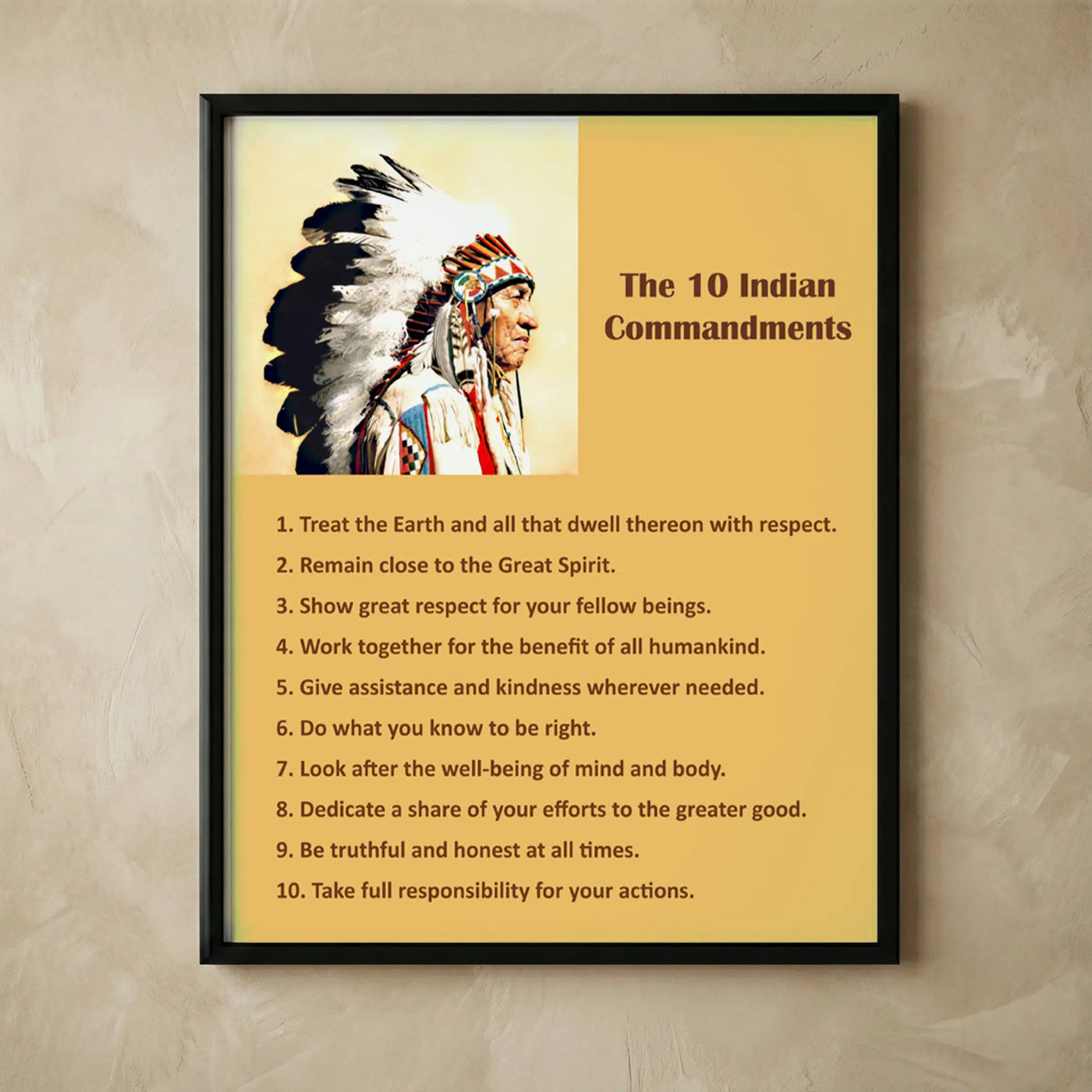 10 Commandments Native American Chief Wall Art