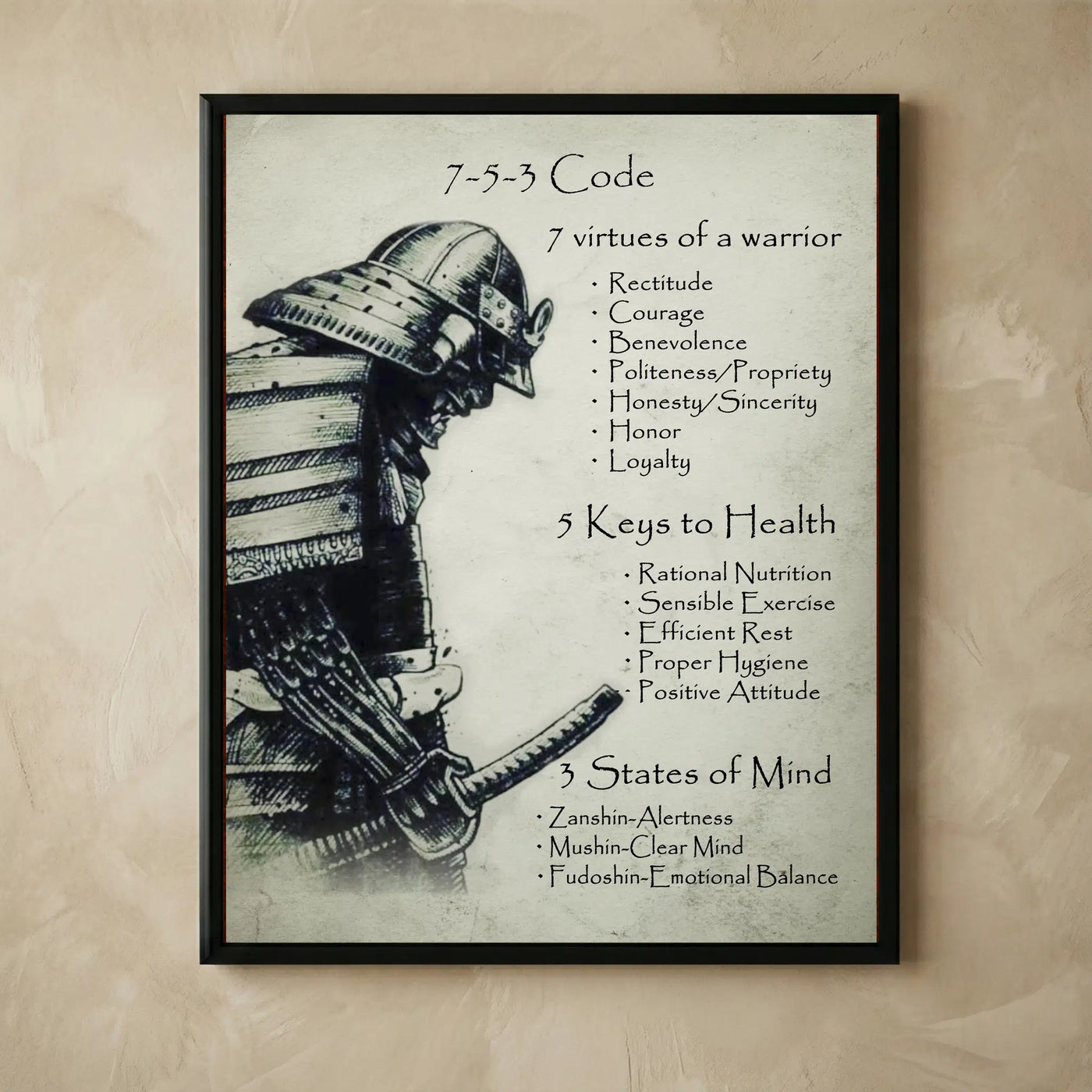 7-5-3 Code of the Warrior motivational wall art
