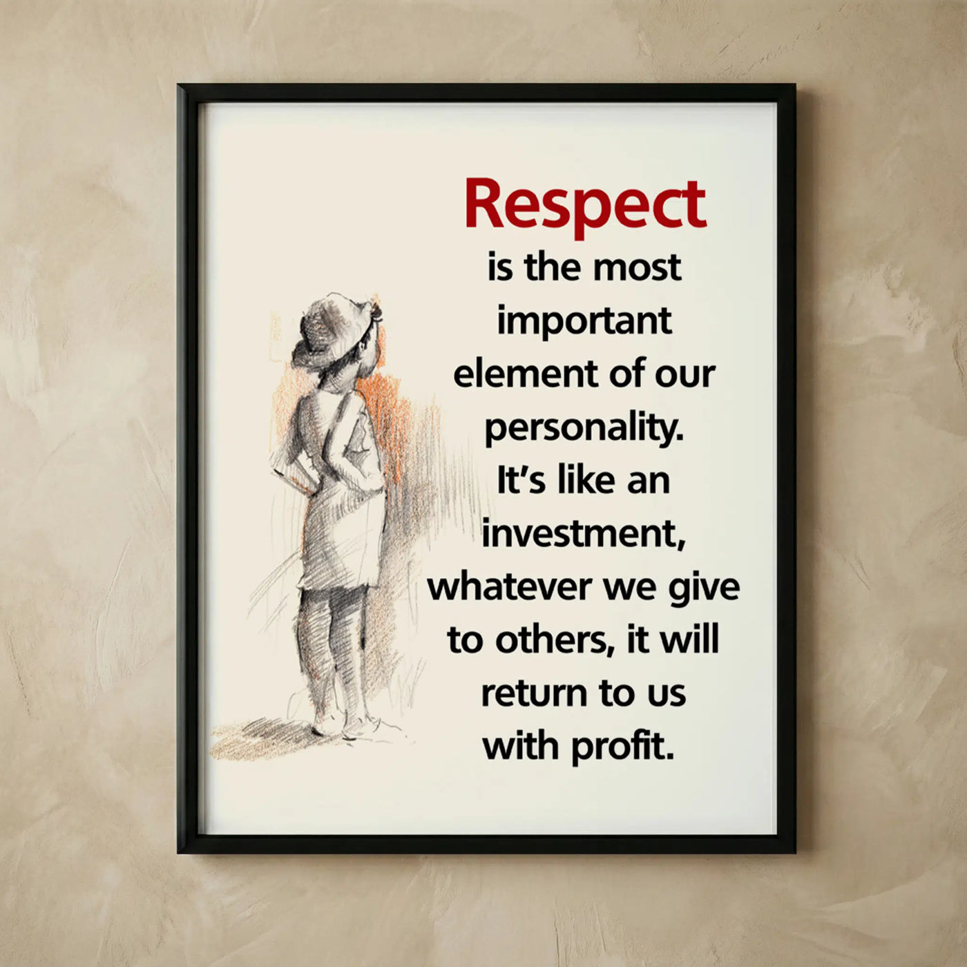 Respect inspirational retro sketch wall art