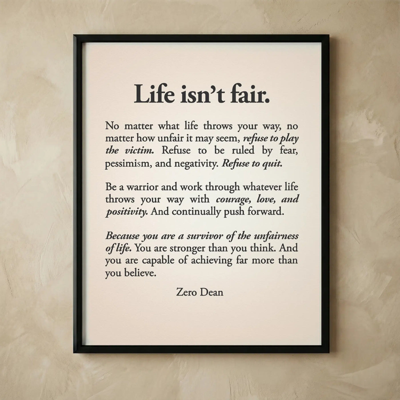 Life Isn’t Fair motivational quote print