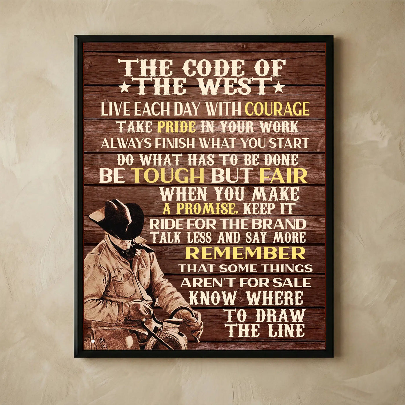 Country cowboy horse riding wall art print