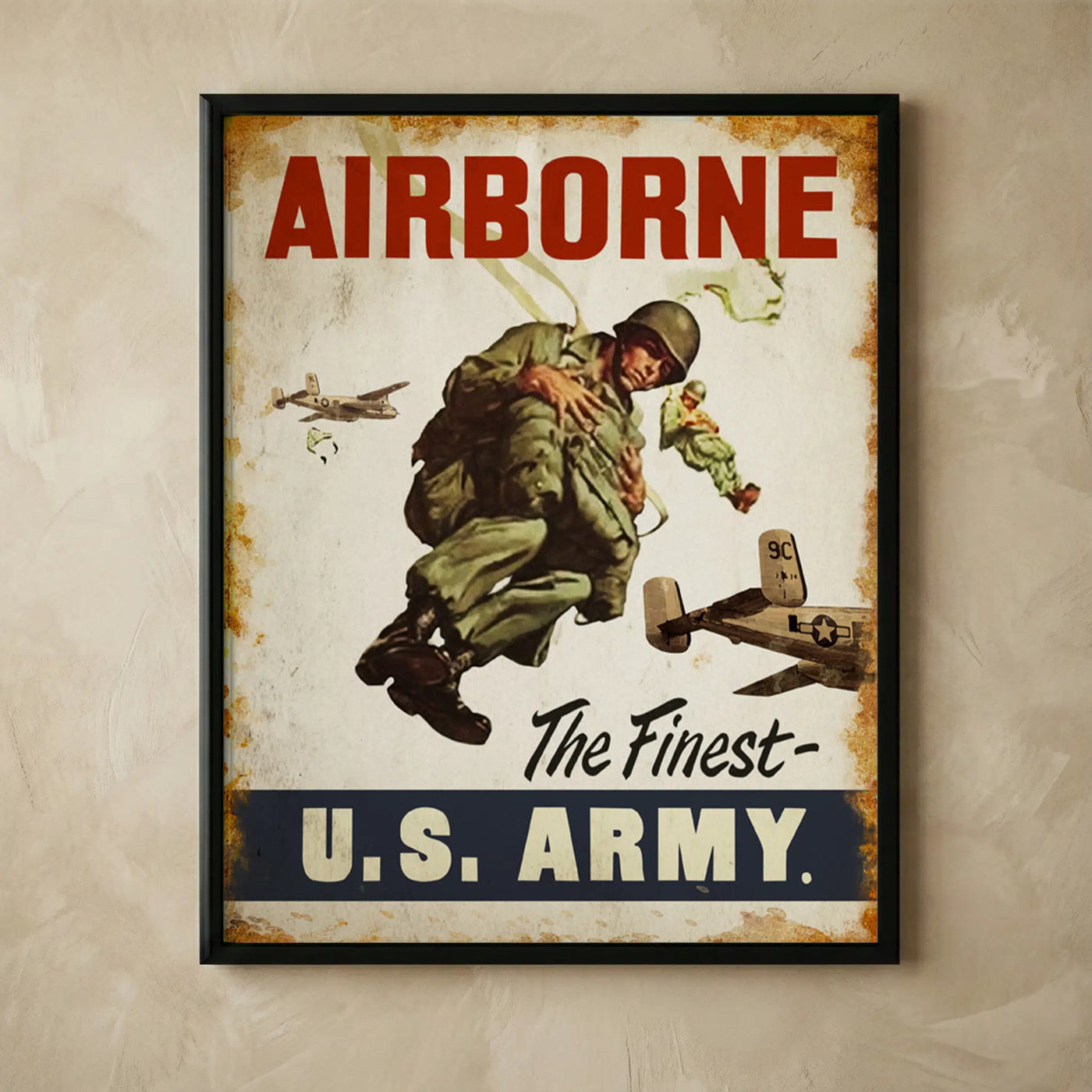 US Army Airborne military badge wall art