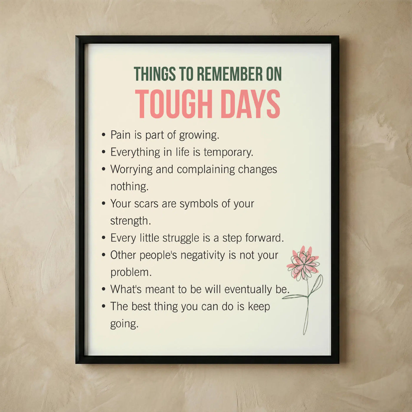 Motivational wall art print things to remember