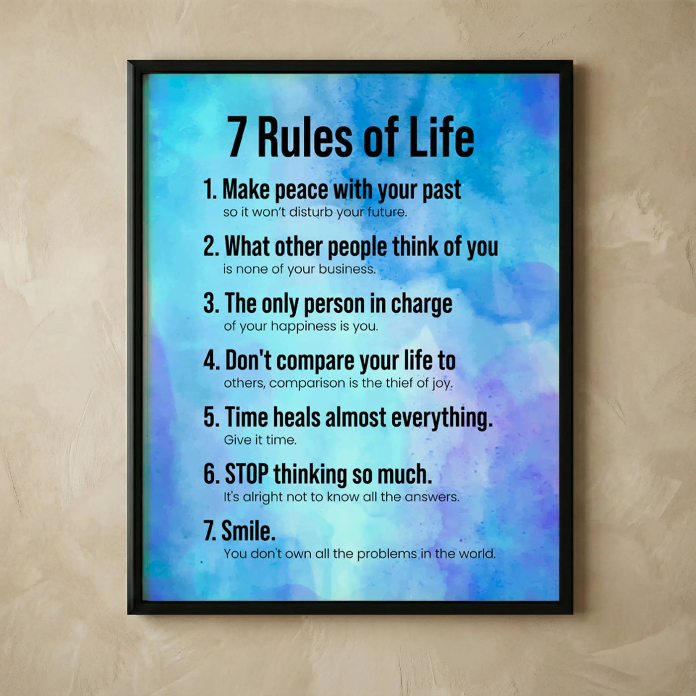 7 Rules of Life motivational wall art print