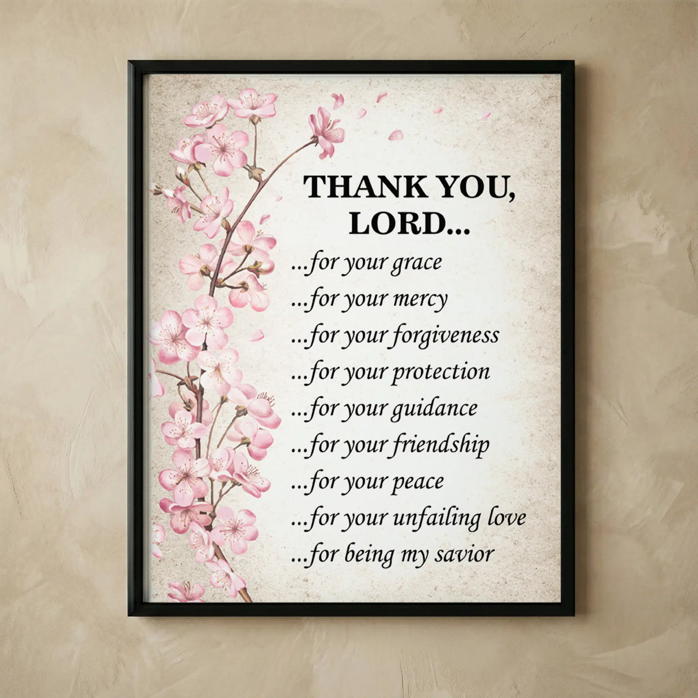 Thank You Lord Christian floral wall art print