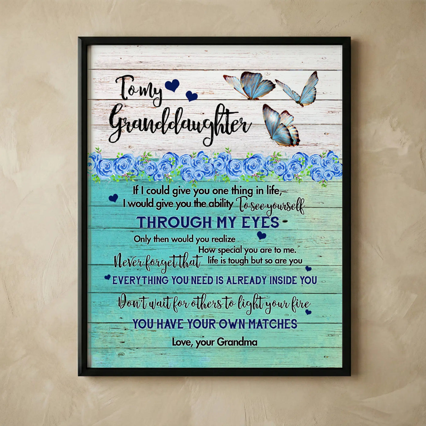 Floral butterfly heart family wall art print