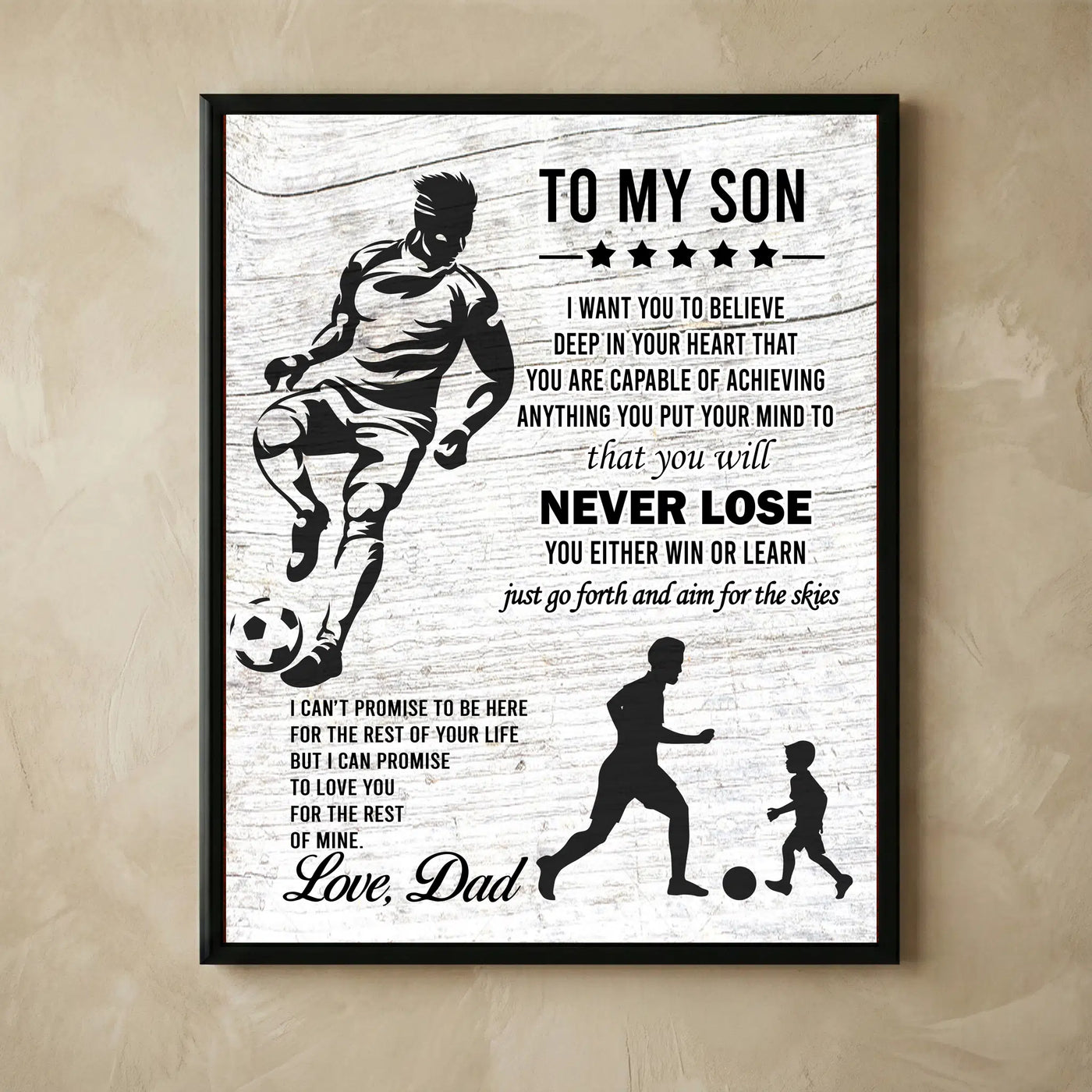 To My Son motivational soccer wall art print