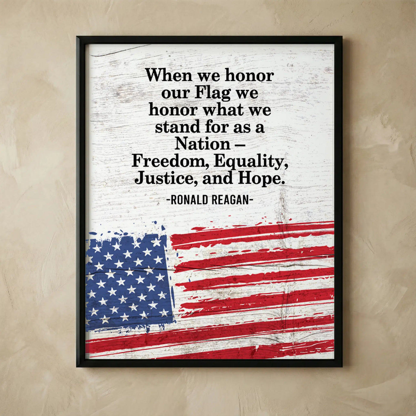 Ronald Reagan patriotic American flag wall art