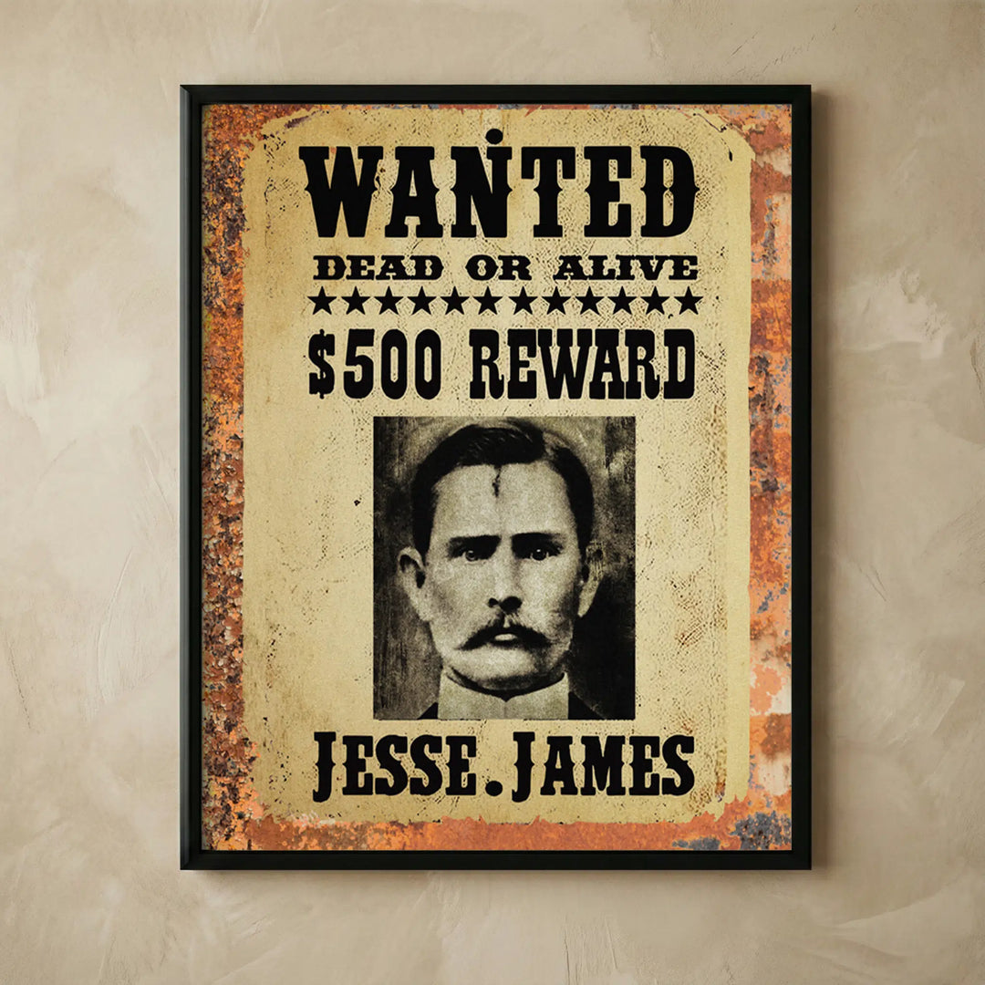 Jesse James rustic western tin sign