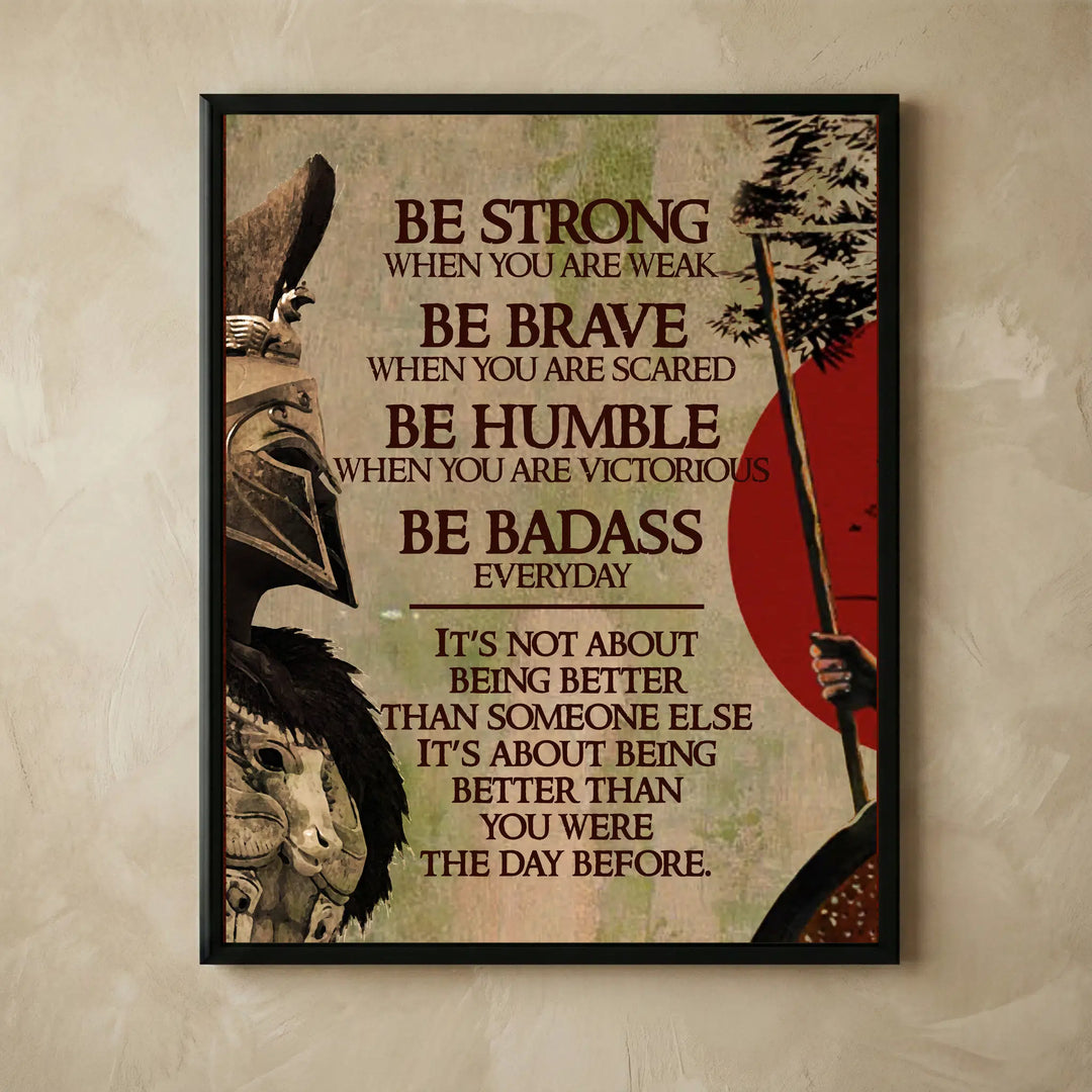 Vintage warrior motivational wall art print