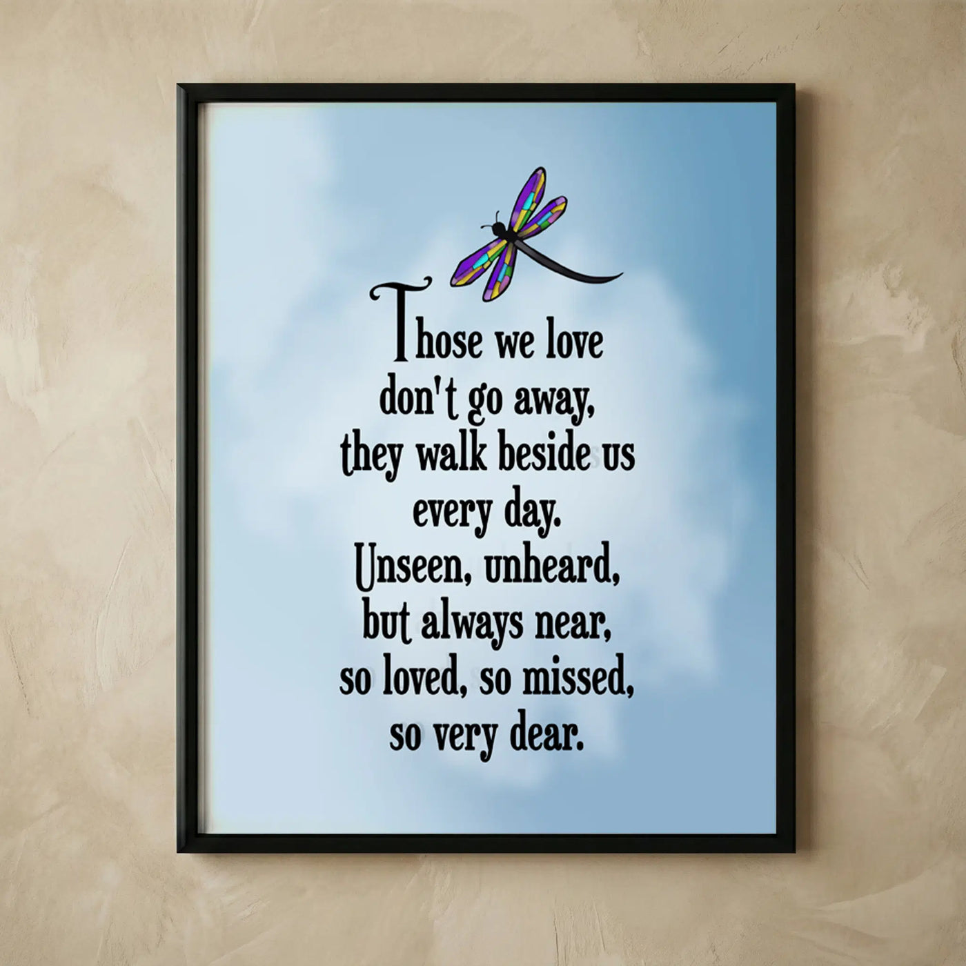 Inspirational sympathy dragonfly memorial print