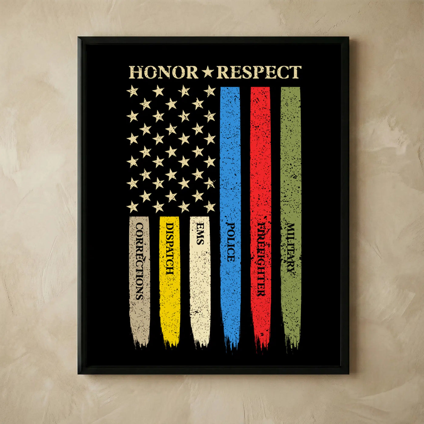 Rustic American flag military wall art print