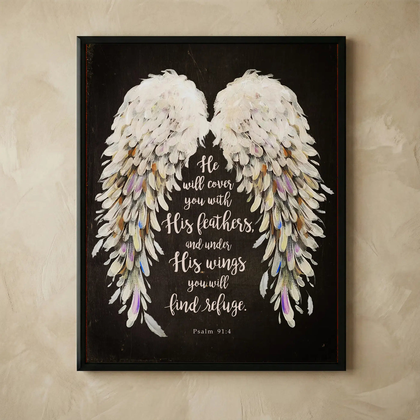Under His Wings angel wings wall decor print