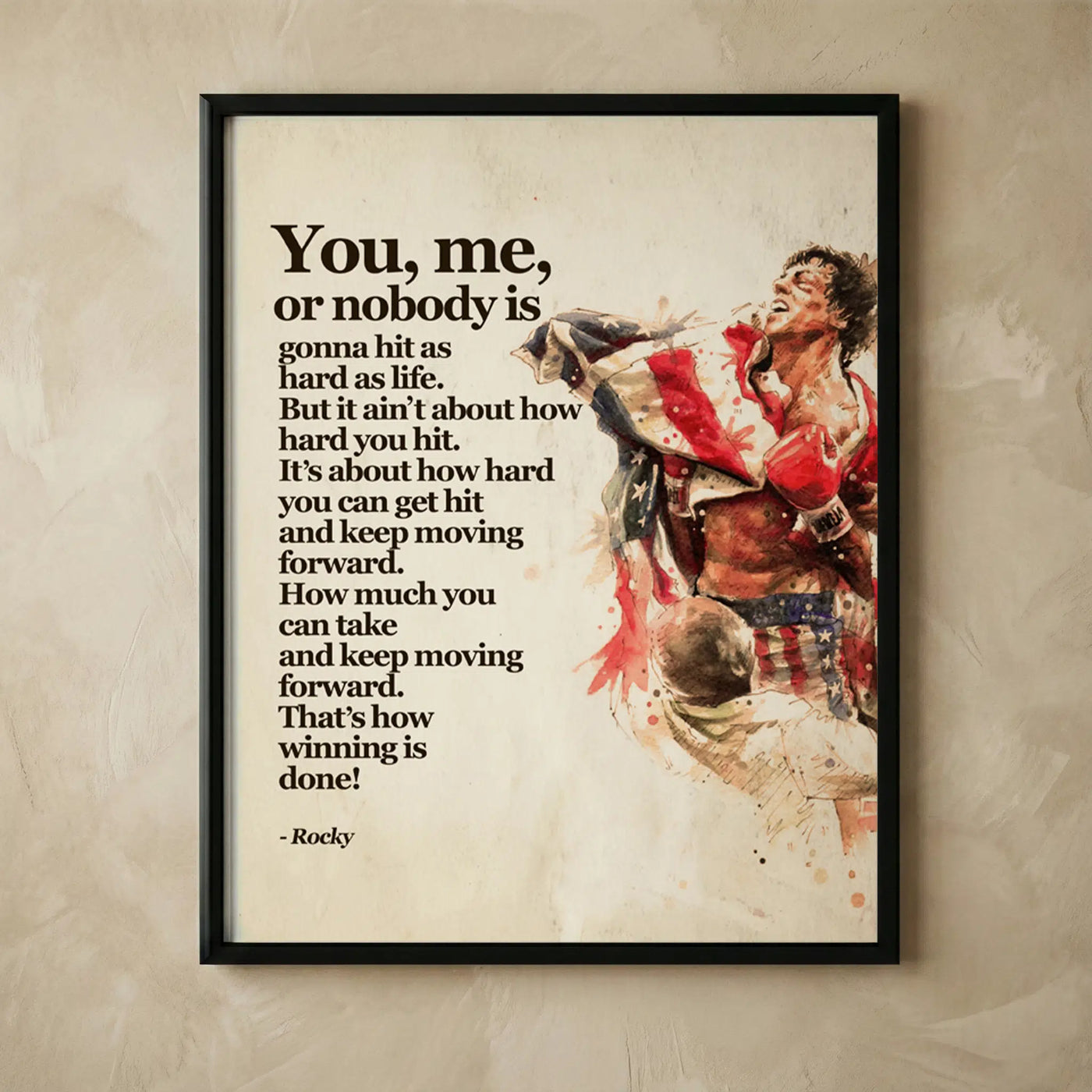 Rocky Balboa vintage American flag boxing print