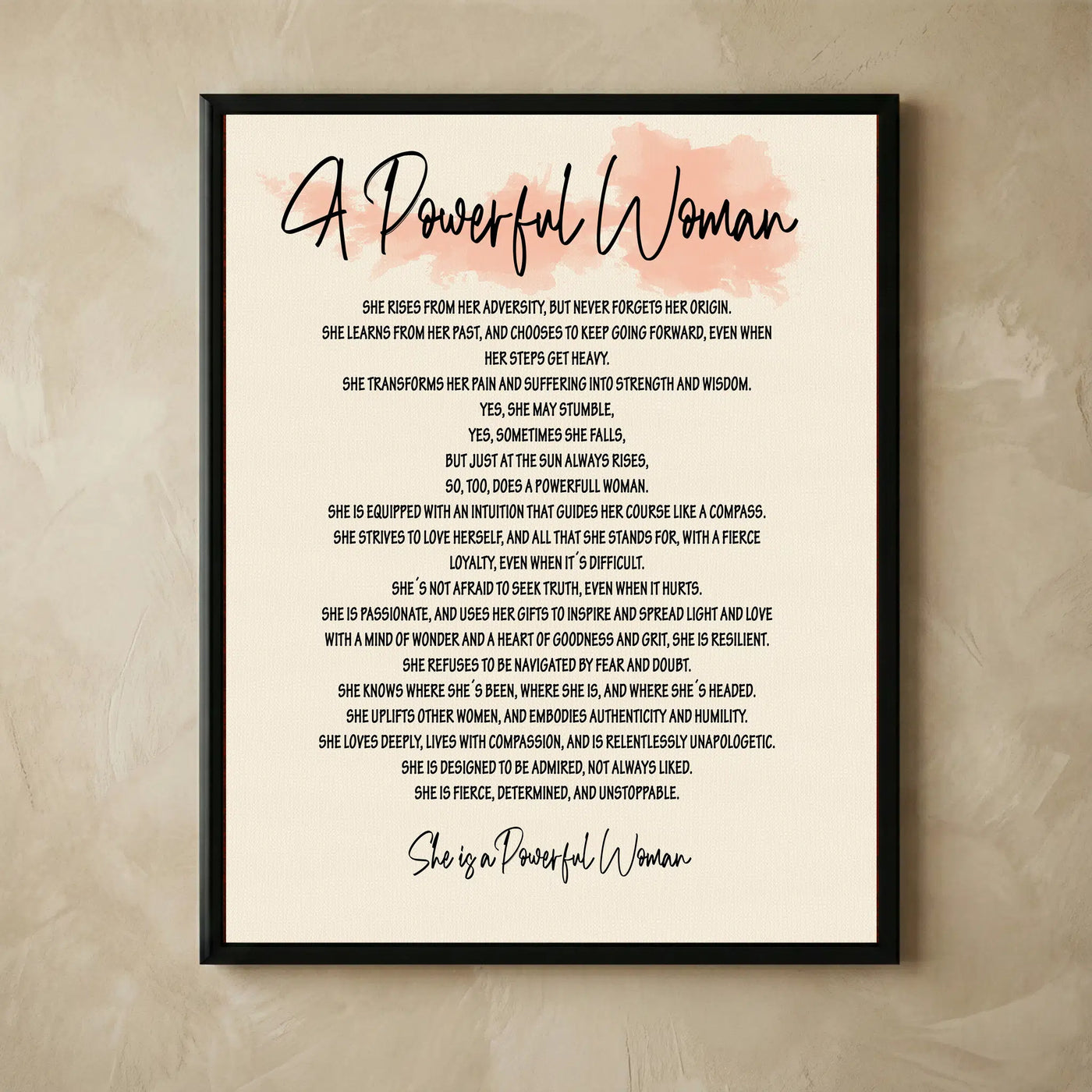 Powerful woman inspirational quotes wall sign