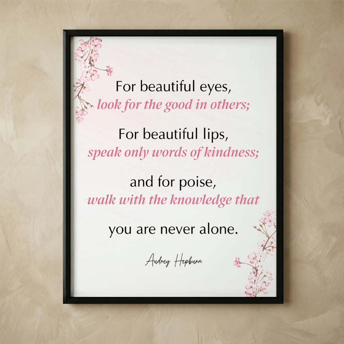 Audrey Hepburn inspirational quotes wall art print