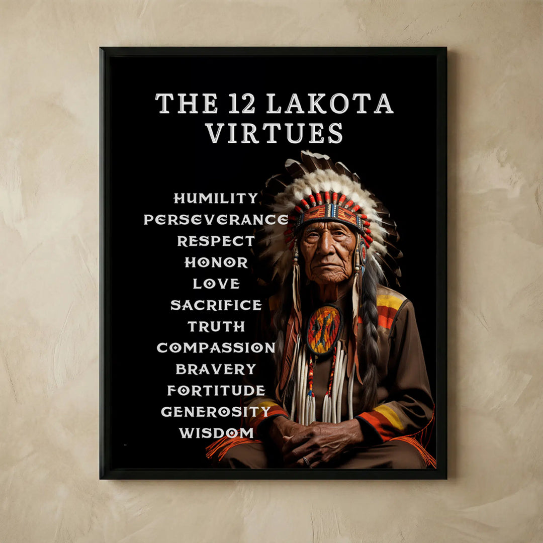 12 Lakota Virtues Native American Wall Art